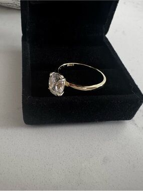 Size 11 Gold Tone Solitaire CZ Ring - Classic Clear Stone